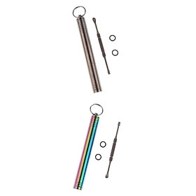 4x Multifunctional Camping Mini Toothpick Box Ear Pick Holder With Ear Pick Silver Colorful