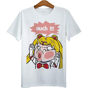 Áo Thun Unisex In Thủy Thủ Mặt Trăng Ouch!!! ASFU020 - Trắng