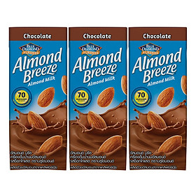 Lốc 3 Hộp Sữa Hạt Hạnh Nhân ALMOND BREEZE CHOCOLATE 180ml - Sản phẩm của TẬP ĐOÀN BLUE DIAMOND MỸ - Đứng đầu về sản lượng tiêu thụ tại Mỹ