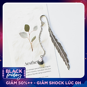 Bookmark Kẹp Sách Lông Vũ Kim Loại Phối Charm Vô Diện Quà Tặng Siêu Hot
