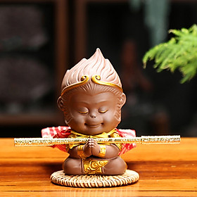 Trọn bộ Mỹ Hầu Vương kèm gậy + áo choàng + đế tre (màu nâu chấp tay)