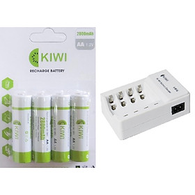 Mua Combo 1 Vỉ 4 viên Pin sạc Kiwi 2800mAh và dock sạc pin 4 viên dùng bền ổn sạc nhanh 1.2V AA hàng chính hãng