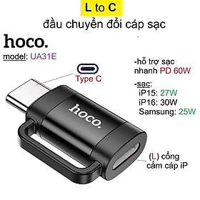 Mua Đầu chuyển đổi cáp sạc (L to C) Hoco UA31E hỗ trợ sạc nhanh PD 60W cho điện thoại _ Hàng chính hãng