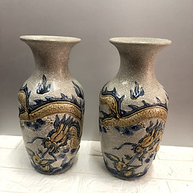 Mua Đôi lọ hoa thờ men rạn nổi - cao 25 cm đk 11cm