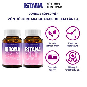 [Tặng Hộp 15v] Combo 2 Chai 60v – Viên Uống Trắng Da Ritana Ecogreen Chứa Glutathione Mờ Sạm Nám, Chống Nắng Cho Da