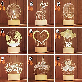 Mua Đèn ngủ để bàn 3d trang trí dễ thương bóng led  đồ decor phòng ngủ cute 2 chế độ sáng cắm điện trực tiếp