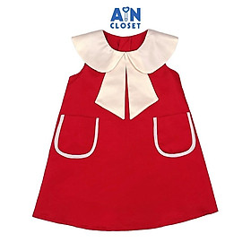Hình ảnh Đầm bé gái họa tiết Đỏ Nơ Trắng Tafta lụa - AICDBGK8OCLG - AIN Closet