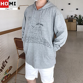 Áo Khoác Hoodie Có Mũ Form Rộng Unisex Nam Nữ màu đen Homi Fashion