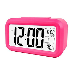 Smart Digital Alarm Clock with Date and Temperature Snooze Button on Top Battery Operated Rectangle Desk Clock with