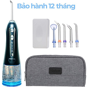 Tăm nước cầm tay H2ofloss HF-6. Tăm nước 5 chế độ, 5 đầu tăm đa chức năng, túi vải đựng máy, pin sử dụng tối đa 21 ngày, tặng kèm củ sạc nguồn thấp