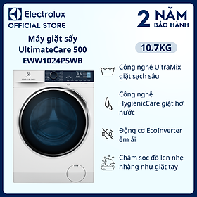 [Free Giao lắp] Máy giặt sấy Electrolux 10/7kg EWW1024P5WB - Giặt sạch sâu, không cặn giặt tẩy, giặt hơi nước êm dịu như giặt tay, tiết kiệm hơn 50% điện năng [Hàng chính hãng]