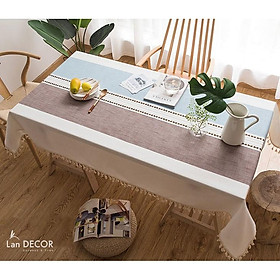 Mua Khăn trải bàn đẹp thêu hàng trái tim nâu sang trọng - TB373