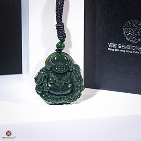 Mặt dây chuyền Phật Di Lặc Ngọc Bích - Nephrite Canada Tự nhiên 100% - Chất ngọc đẹp đem lại may mắn, lạc quan | VietGemstones 