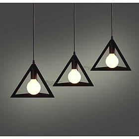 Bộ 3 đèn thả trần trang trí nhà quán cà phê KHỐI TAM GIÁC -Tặng kèm 03 bóng Led 5W