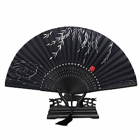 Quạt xếp cầm tay phong cách Trung Quốc quạt cổ trang mẫu lá liễu ven hồ tặng ảnh thiết kế Vcone