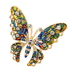 Women Vintage Butterfly Shape Brooch Crystal Enamel Brooch for Scarf Collar