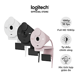 Máy Webcam Full HD Logitech Brio 300 Màn che ống kính, Micro giảm tiếng ồn, USB-C, được chứng nhận cho Zoom, Microsoft Teams, Google Meet, tự động điều chỉnh Ánh sáng - Hàng chính hãng