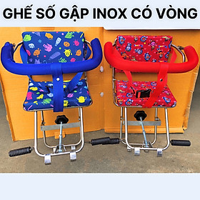 [HCM]Ghế ngồi xe máy có vòng bảo vệ cho bé dành cho xe số , GHẾ SỐ GẬP INOX