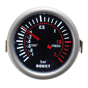 2" 52mm Metal Black Car Turbo Boost Bar Meter Red LED Light Easy to Use