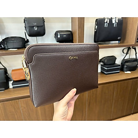 Clutch Da Ví Cầm Tay Kẹp Nách GENCE CK24 Da Bò Khóa Số Cao Cấp Màu Nâu
