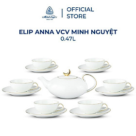 Bộ trà elip 0.47 L (Minh Nguyệt)  Anna IFP Chỉ Vàng Sứ cao cấp Minh Long