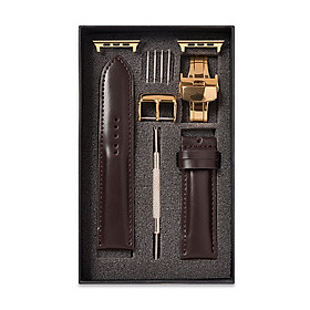 Dây Đeo Đồng Hồ Thay Thế Dành Cho Apple Watch 48 Ultra 45/44/42mm - 41/40/38mm, Chất Liệu Da Bò Italy Cao Cấp Màu Nâu Tương Thích Các Phiên Bản Series 8/7/6/5/4/3/2/1/SE Bảo Hành 12 Tháng