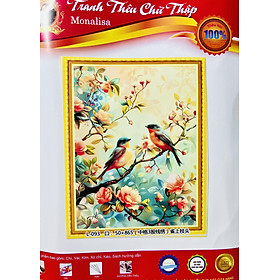 Mua  Hàng mới về  Tranh thêu chữ thập Đôi chim liền cành L093  kích thước 50 x 60 cm  thêu kín