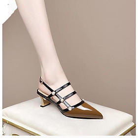 Sandal cao gót nữ, bít mũi, gót dẹp ROSATA RO438 cao 5p - Đen, Nâu - HÀNG VIỆT NAM CHẤT LƯỢNG QUỐC TẾ