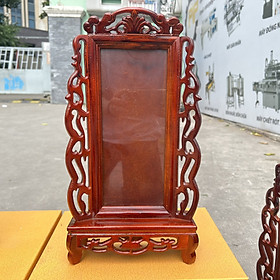 Mua Bài vị thờ gia tiên gỗ tràm bông vàng chạm khắc ép kính viền hoa cao cấp – 3 cỡ