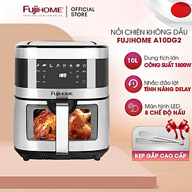 Mua Nồi chiên không dầu 10L nhập khẩu Fujihome tự ngắt A10DG2  nồi chiên điện tử 10 Lít LCD cảm ứng 8 chế độ nấu tặng kèm kẹp gắp - hàng chính hãng