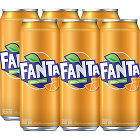 Lốc 6 Lon Nước Giải Khát Có Gas Fanta Cam 320ml x 6