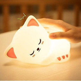 Đèn ngủ mèo ngủ Cảm ứng ánh sáng Đổi màu liên tục