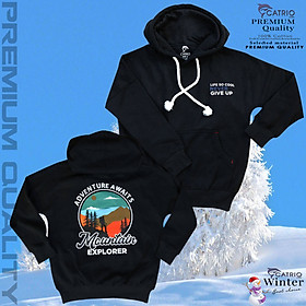 ÁO THUN CÓ MŨ TRẺ EM là áo HOODIES áo nỉ có túi thời trang, vải 100% cotton dày và ấm vào mùa thu đông phù hợp với trẻ em cả bé trai và bé gái với hình in NEVER GIVE UP độc đáo ở phía trước và phía sau lưng in hình mountain có độ bền cao màu ĐEN - MÀU ĐEN - SIZE 11(40KG_45KG)