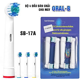 Cho máy Braun Oral-B, Bộ 4 đầu bàn chải đánh răng điện - Đánh tan mảng bám- SB-17A