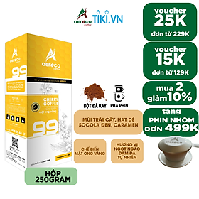 Cà phê bột pha phin AEROCO 99 nguyên chất 100% rang mộc hậu vị ngọt thơm quyến rũ, hộp 250g