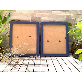 Combo 2 khung ảnh gỗ thông treo tường và có chân để bàn-khung ảnh nhập khẩu-khung ảnh gỗ thông tự nhiên - khung ảnh gỗ thông A3(30x40cm) màu xanh navy