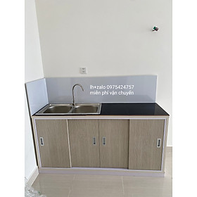Mua Tủ bếp sẵn 2 bồn cửa lùa có vách