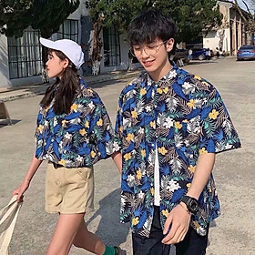 Áo SƠ MI NỮ SAM CLO form rộng in 3D cổ bẻ tay ngắn - lỡ dáng ulzzang freesize unisex mặc cặp, nhóm, hình CÂY HOA LÁ