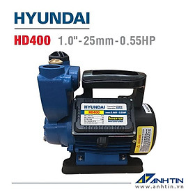 Máy bơm nước đa năng HYUNDAI HD400 | Công suất 400W | 25 mm/ 1 inch | Cột áp 35m - Cột hút 9m