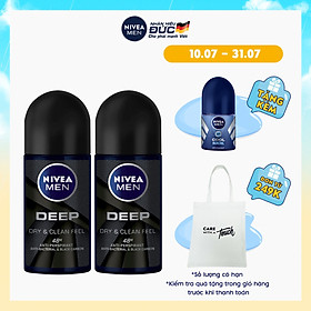 Combo 2 Lăn Ngăn Mùi NIVEA MEN DEEP Than Đen Hoạt Tính 50ml - 80031