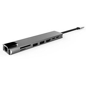 8-in-1 Type-C To HDMI Hub RJ45 Type-C Network Card Docking Station Hub Card Reader Audio Video Converter Computer External Accessories