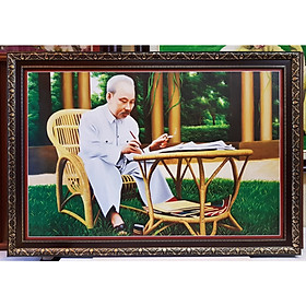 Mua TRANH IN DẦU -BÁC HỒ NGỒI VIẾT DI CHÚC TRONG VƯỜN HOA PHỦ CHỦ TỊCH