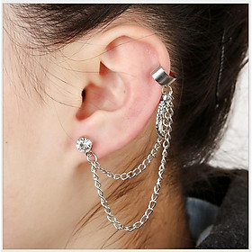 Khuyên kẹp vành tai 2 dây với charm cánh chim khuyên tai unisex nữ