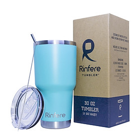 Ly Giữ Nhiệt Nắp Trượt Chống Tràn Rinfere - Tặng Kèm Ống Hút Không Gỉ, Dụng Cụ Vệ Sinh Ông Hút (900ml)