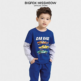 Áo bé trai thu đông BIGFOX - MISS MEOW, áo thun dài tay cho bé chất cotton phong cách Âu Mỹ hình in Car Race 11 - 26 kg