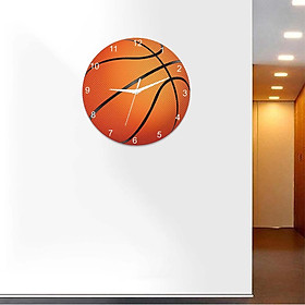 Round Wall Clock Decors Battery Operated Decorative Silent Hanging Clocks Basketball Decorative for Room Kids Office Home Bedroom Bathroom