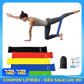 Bộ 5 dây đàn hồi tập gym, dây đàn hồi mini band tập yoga dây đàn hồi kháng lực cao cấp, dây đàn hồi tập thể dục Cleacco ( bộ 5 dây đủ màu trong 1 túi )