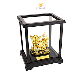 Tượng heo tài lộc dát vàng(14x17x24cm)- Hàng chính hãng, trang trí nhà cửa, phòng làm việc, quà tặng sếp, đối tác, khách hàng, tân gia, khai trương 