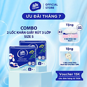 Khăn giấy rút cao cấp Vinda Deluxe 3 lớp 50 tờ size S (4 Gói)