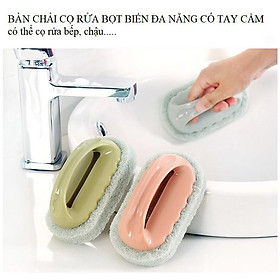 Bàn chải cọ rửa bọt biển đa năng có tay cầm sạch sẽ, có thể cọ rửa bếp, xong nồi, bát đĩa, bồn rửa mặt, nhà vệ sinh.